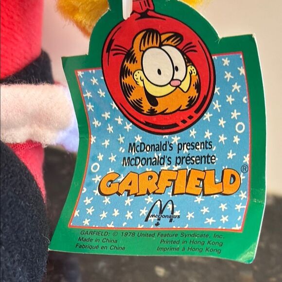 RARE Vintage Garfield Santa 1983 McDonalds Christmas Plush Stuffy 8”With Tags - Picture 3 of 9